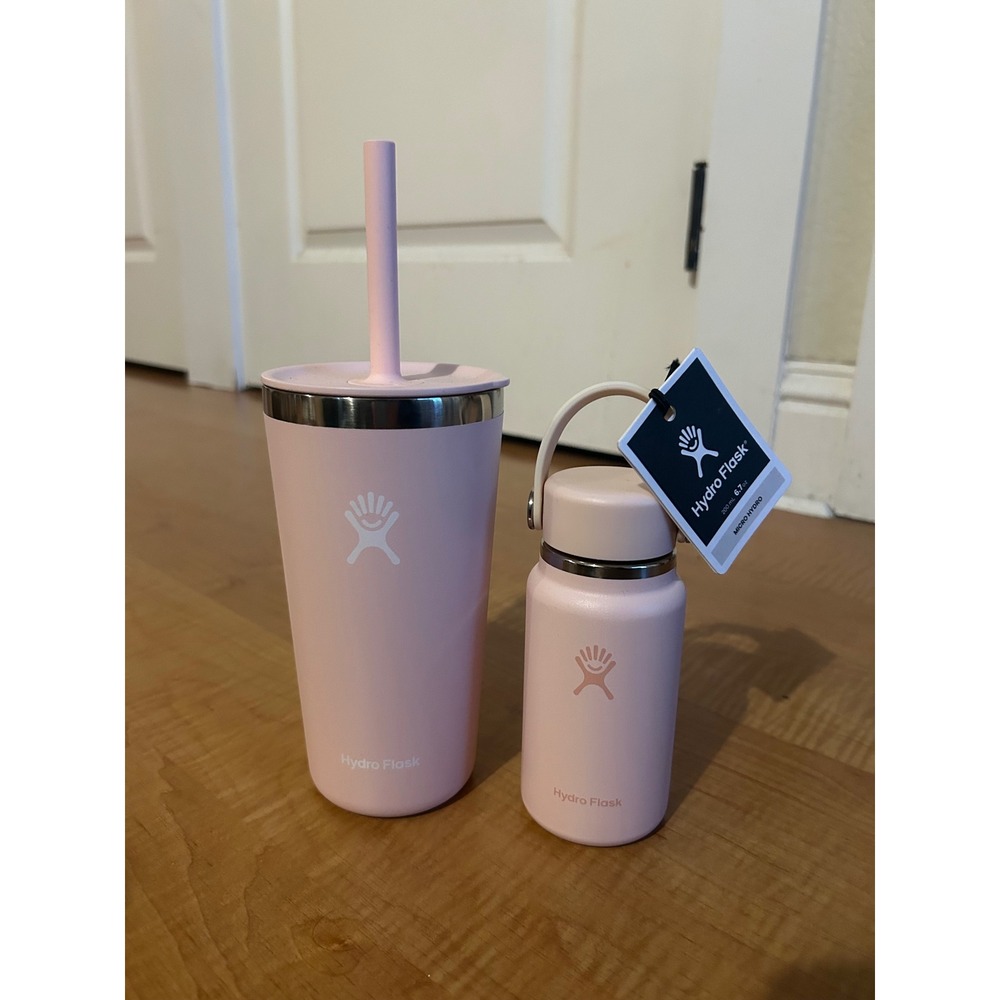 Hydro Flask Pink 28 oz All Around Tumbler and 6.7 oz Micro Hydro Bottle Set
